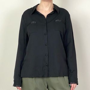 Croft & Barrow Black Satin Trimmed Button Down